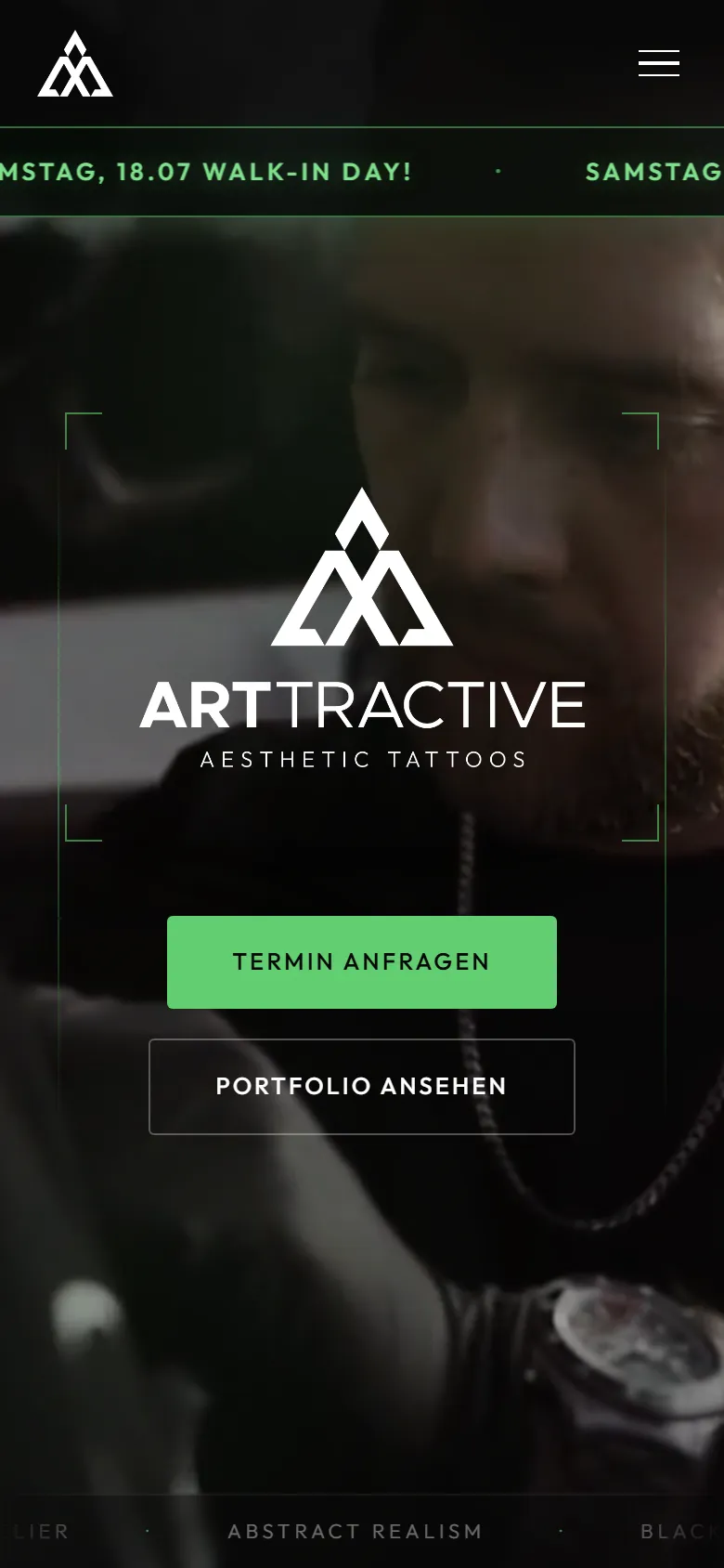 Arttractive Tattoo Atelier auf dem Smartphone